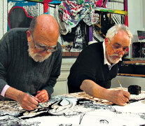 Yuyo Noé y Eduardo Stupía, trabajando codo a codo cada cuadro.