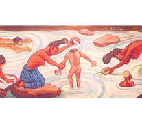 Río Juchitán, ca. 1953-55, óleo de Diego Rivera; 151 x 920 cm –en 4 paneles–; INBA/Museo Nacional de Arte, Ciudad de México.