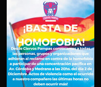 El Ciervos Pampas Club hizo una convocatoria contra la homofobia.