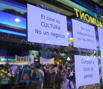 Los manifestantes cuestionaron el régimen especial de anticipo de subsidios que dispuso el Incaa. (Fuente: Guadalupe Lombardo) (Fuente: Guadalupe Lombardo) (Fuente: Guadalupe Lombardo)