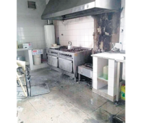 La cocina de la escuela 22, tras la explosión hace un mes.