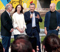 Macri, Vidal y Rodríguez Larreta, durante la inauguración del Puente Olímpico Ribera Sur. (Fuente: NA) (Fuente: NA) (Fuente: NA)