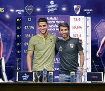 Magallán y Ponzio en la conferencia compartida por el Superclásico.