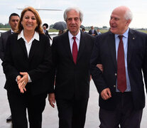 Lifschitz y Fein recibieron ayer al presidente uruguayo, Tabaré Vázquez.
