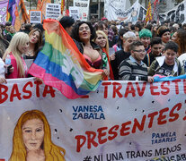 El travesticidio de Vanesa Zabala se convirtió en bandera de lucha en distintas marchas. (Fuente: Andres Macera) (Fuente: Andres Macera) (Fuente: Andres Macera)