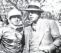 Carlos Gardel junto a jockey Irineo Leguizamo.