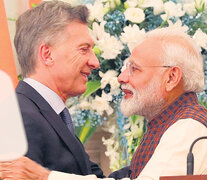 Mauricio Macri y Narendra Modi en el intercambio de saludos.