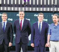 De iz. a der.: Pablo Casado (PP), Pedro Sánchez (PSOE), Albert Rivera (Cs) y Pablo Iglesias (UP). (Fuente: EFE) (Fuente: EFE) (Fuente: EFE)