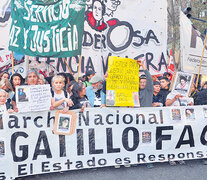 La cabecera de la marcha en el centro porteño. (Fuente: Enrique García Medina) (Fuente: Enrique García Medina) (Fuente: Enrique García Medina)