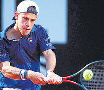 Diego Schwartzman, ayer, frente a Novak Djokovic en Roma.