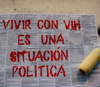 Stencil que acuña una toma de posición respecto del VIH hoy en Argentina.