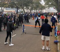 La manifestación incluyó redes móviles, para jugar al tenis y al pádel. (Fuente: NA) (Fuente: NA) (Fuente: NA)