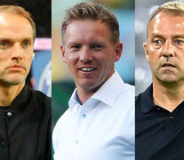 Thomas Tuchel (PSG), Julian Nagelsmann (Leipzig) y Hans Dieter Flick (Bayern Múnich).