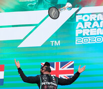 Lewis Hamilton, en su podio número 156. (Fuente: AFP) (Fuente: AFP) (Fuente: AFP)