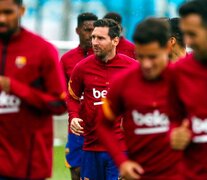 Messi se sumó al resto del plantel en el entrenamiento matutino del Barcelona. (Fuente: Prensa Barcelona) (Fuente: Prensa Barcelona) (Fuente: Prensa Barcelona)