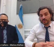 Santiago Cafiero (derecha) expuso junto a Matías Kulfas en la Universidad de San Martín. 