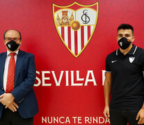 Marcos Acuña podrá jugar como lateral izquierdo o como mediocampista en el Sevilla. (Fuente: Prensa Sevilla) (Fuente: Prensa Sevilla) (Fuente: Prensa Sevilla)