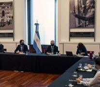 Guzmán, Todesca y Kulfas, en una de las reuniones del Gabinete Económico