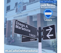 El afiche que promueve la creación de la calle de Maradona.