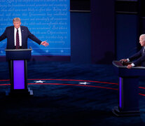 Los candidatos del Partido Republicano, Donald Trump, y del Partido Demócrata, Joe Biden, en el debate presidencial. (Fuente: AFP) (Fuente: AFP) (Fuente: AFP)