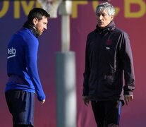 Messi y Setién, en los tiempos de vínculo en el club culé.  (Fuente: AFP) (Fuente: AFP) (Fuente: AFP)