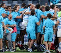 Los Pumas festejan su histórico triunfo ante los All Blacks. (Fuente: AFP) (Fuente: AFP) (Fuente: AFP)