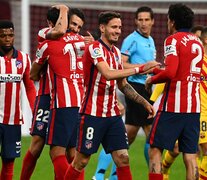 El festejo del Atlético de Madrid, que sigue en la cima de la Liga española. (Fuente: AFP) (Fuente: AFP) (Fuente: AFP)