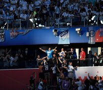 Maradona en el estadio del Zenit durante el Mundial de Rusia. (Fuente: AFP) (Fuente: AFP) (Fuente: AFP)