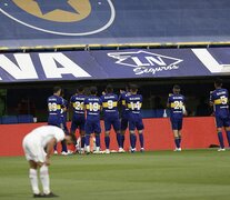 Primer gol de los jugadores de Boca frente al palco de Maradona. (Fuente: Fotobaires) (Fuente: Fotobaires) (Fuente: Fotobaires)