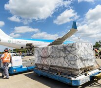 El avión de Aerolíneas Argentinas que trajo desde la Federación Rusa la segunda tanda de vacunas Sputnik V.