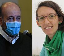 El secretario de Salud Leonardo Caruana y Paula Botta, de la Red de Profesionales.  