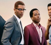 Aldis Hodge (Brown), Kingsley Ben-Adir (Malcolm X), Leslie Odom Jr. (Cooke) y Eli Goree (Ali), en la película de Amazon Prime.