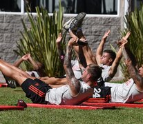 Zuculini y Enzo Pérez comenzaron con los trabajos de pretemporada en River. (Fuente: Prensa River) (Fuente: Prensa River) (Fuente: Prensa River)