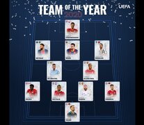 El equipo ideal que eligió la UEFA en la temporada 2020. (Fuente: UEFA) (Fuente: UEFA) (Fuente: UEFA)