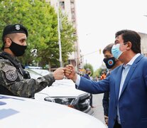 El intendente de La Matanza, Fernando Espinoza, el gobernador bonaerense, Axel Kicillof, y el ministro de Seguridad de la provincia, Sergio Berni, encabezaron el acto.