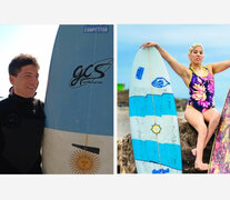 Pablo Martínez y Georgina Melatini son surfistas con discapacidad y referentes deportivos.