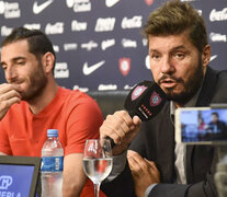 Ignacio Piatti, uno de los jugadores en conflicto con San Lorenzo, durante su presentación, con Tinelli. (Fuente: NA) (Fuente: NA) (Fuente: NA)