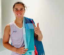 Podoroska, feliz tras su debut con victoria. (Fuente: Twitter) (Fuente: Twitter) (Fuente: Twitter)