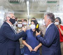 El presidente Alberto Fernández visitó una de las plantas en Tucumán de TN&amp;amp;Platex, de la familia Karagozian. (Fuente: Télam) (Fuente: Télam) (Fuente: Télam)