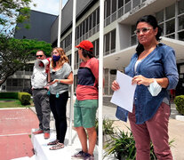 Dolores y delegados del personal de El Diario, en un acto en Paraná en noviembre. (Fuente: Pablo Russo) (Fuente: Pablo Russo) (Fuente: Pablo Russo)