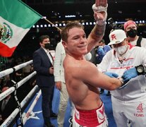 El festejo del Canelo Alvarez ante el turco Yildirim. (Fuente: AFP) (Fuente: AFP) (Fuente: AFP)