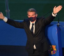 Joan Laporta, durante su discurso como flamante presidente de Barcelona. (Fuente: AFP) (Fuente: AFP) (Fuente: AFP)