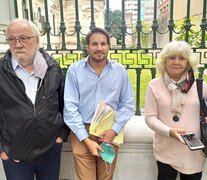 Victorio Paulón, Santiago Bereciartúa y Matilde Bruera en la presentación de ayer en tribunales.