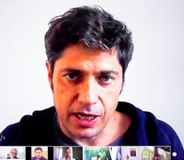 Kicillof en la reunión virtual con intendentes bonaerenses.