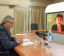 Hace unas semanas, el presidente Alberto Fernández en videoconferencia con la titular del FMI, Kristalina Georgieva.