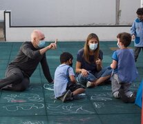 Larreta junto a Acuña en su úlitma recorrida por los colegios porteños.