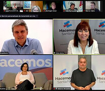 Grandinetti, Arena, Mudadell y Mirabella fueron los referentes en el acto virtual. (Fuente: Prensa Mirabella) (Fuente: Prensa Mirabella) (Fuente: Prensa Mirabella)