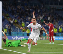 Immobile festeja el segundo gol de la Azzurra ante Turquía