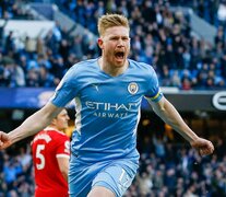 De Bruyne festeja el primer gol para el Manchester City  (Fuente: NA) (Fuente: NA) (Fuente: NA)