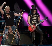 Axl Rose y Slash, la voz y la guitarra de Guns N&amp;#39;Roses. (Fuente: AFP) (Fuente: AFP) (Fuente: AFP)